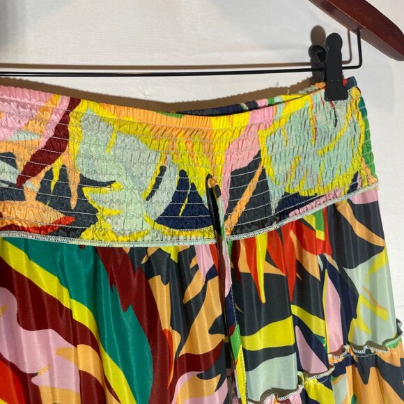 True Destinations Tropical Floral Tiered Broomstick Maxi Skirt Size Small - Picture 3 of 7